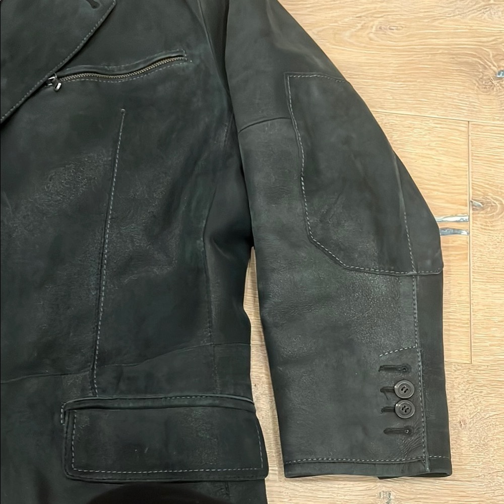 Dark Gray/ Black suede/leather Italian Jacket. - Picture 4 of 12